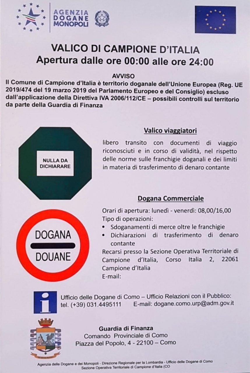 Dogana A Campione Ecco Cosa Cambia Concretamente Ticinonline