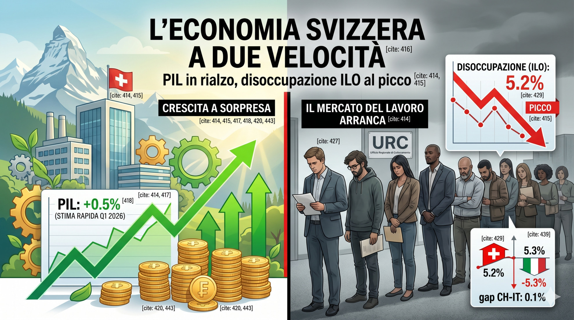 Economia svizzera: PIL in rialzo a sorpresa, ma il mercato del lavoro arranca