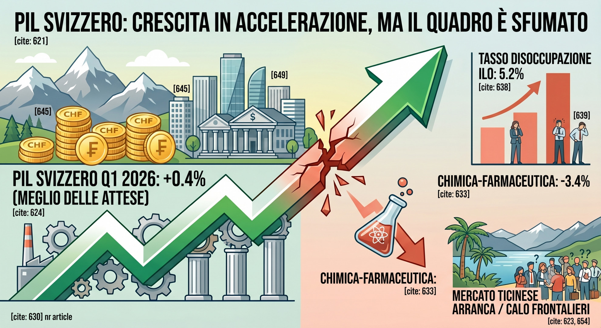 PIL svizzero: la crescita accelera, ma per i front