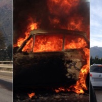 Auto in fiamme sulla cantonale