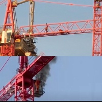 Un forsennato è salito su una gru da cantiere