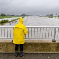Parte dell'area tra Diepoldsau e il lago di Costanza già allagata dal Reno