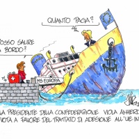 Lo schiaffo dell'Udc a Ursula von der Leyen con una vignetta: «No alla sottomissione»