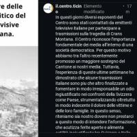 Il Centro: «Non parteciperemo a trasmissioni italiane su Crans Montana»