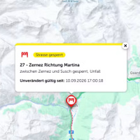 Pullman si ribalta tra Susch e Zernez: atterrati cinque elicotteri