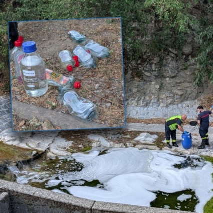 Il sapone sulla diga del laghetto per farne uno scivolo, devono intervenire i pompieri