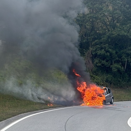 Auto completamente avvolta dalle fiamme