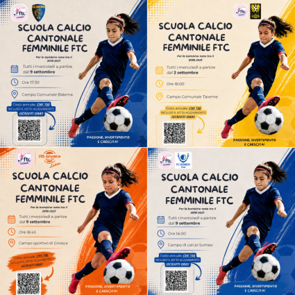 Il calcio femminile cresce: nascono quattro nuove Scuole Calcio Cantonali Femminili FTC