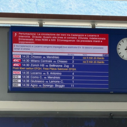 Guasto sulla linea: non circolano treni tra Locarno e Cadenazzo