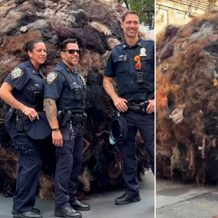 Una gigantesca palla di capelli umani alta tre metri rotola per New York