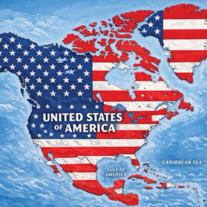 Bandiera Usa su Canada, Messico, Cuba, Islanda e Groenlandia