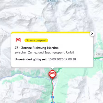 Pullman si ribalta tra Susch e Zernez: atterrati cinque elicotteri