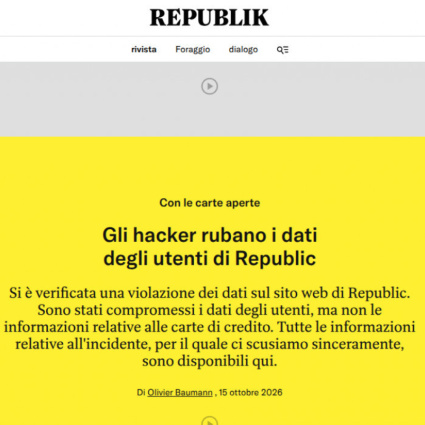 Sito web di Republik vittima di attacco informatico