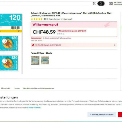 Compra francobolli su AliExpress per risparmiare, ma finisce per pagare 800 franchi