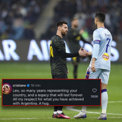 CR7 rende omaggio a Messi: «Una storia che resterà per sempre»