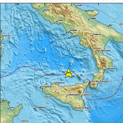 Un sisma di magnitudo 5.0 al largo della Sicilia