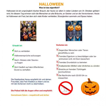 Bambini in manette sul volantino di Halloween: la polizia di Aarau nella bufera