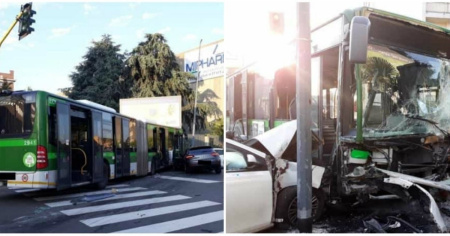 Suv con targa svizzera contro un autobus a Milano, 7 feriti