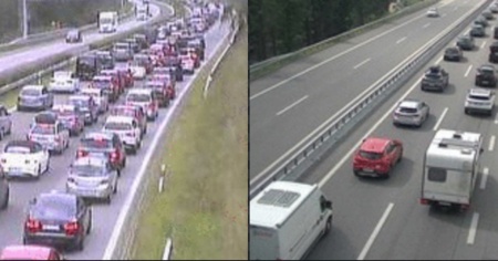 Traffico più che intenso sull'A2: fino a 10 chilometri di coda a entrambi i portali del San Gottardo