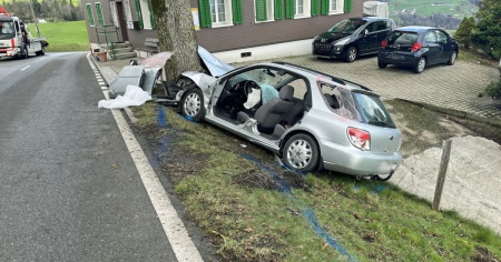 Perde il controllo dell'auto e si schianta contro un albero