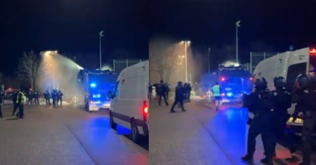 Dopo la sconfitta con il Lugano i tifosi belgi se la prendono con la polizia