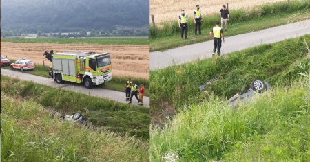 Auto fuori strada a Serocca d'Agno: veicolo in un fosso vicino all'aeroporto