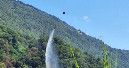 Brucia il bosco sopra Brissago