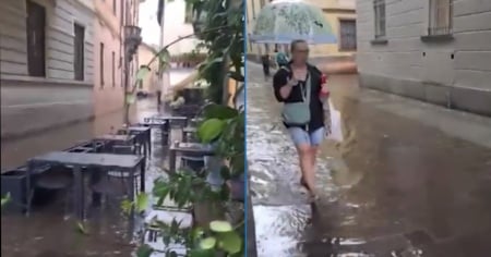 Il maltempo porta l'acqua alta... nel centro di Como