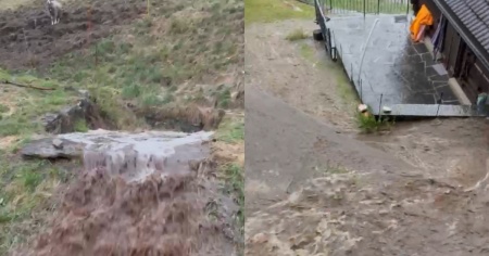 Un fiume di acqua e fango invade Freggio