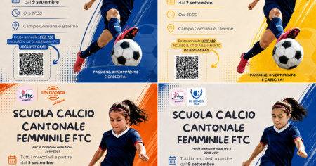 Il calcio femminile cresce: nascono quattro nuove Scuole Calcio Cantonali Femminili FTC