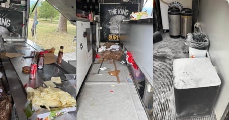 Gli entrano nel food truck, si fanno un hamburger e poi spengono tutto con l'estintore