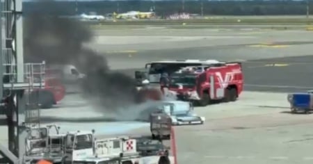 Malpensa, prende fuoco un carrellino bagagli