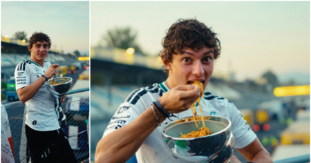 Antonelli, la vittoria è servita: pasta direttamente dal trofeo
