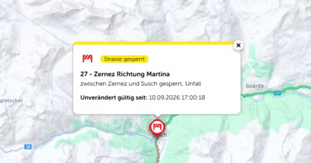 Pullman si ribalta tra Susch e Zernez: atterrati cinque elicotteri