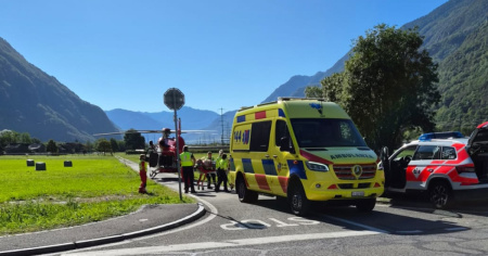 Polizia, ambulanza e Rega in azione