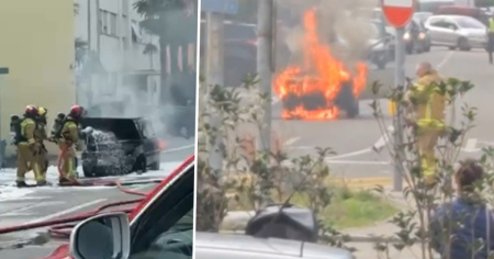 Solduno, un'auto prende fuoco in strada